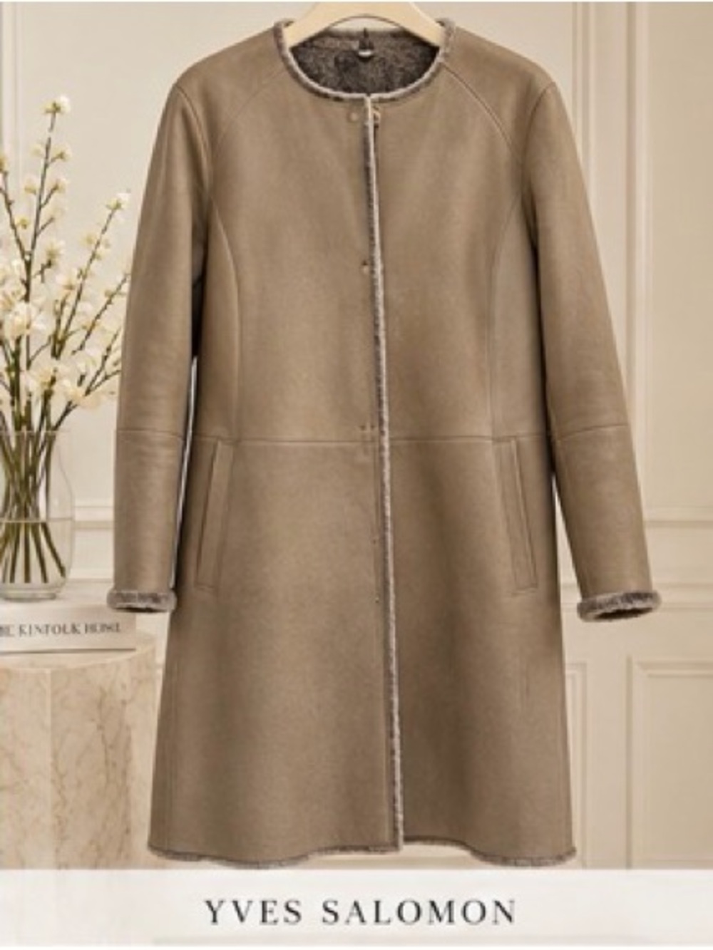 Yves Salomon 100% Lamb Leather Shearling Long Coat FR 36 Made in France
